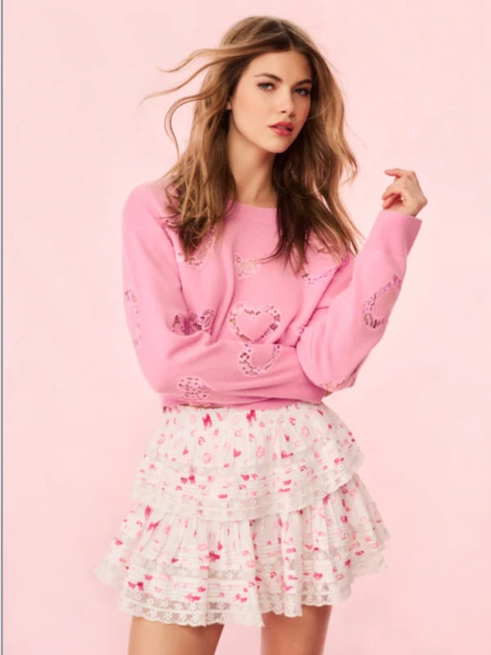 NWOT LoveShackFancy Parson Pullover In Heartfelt Pink